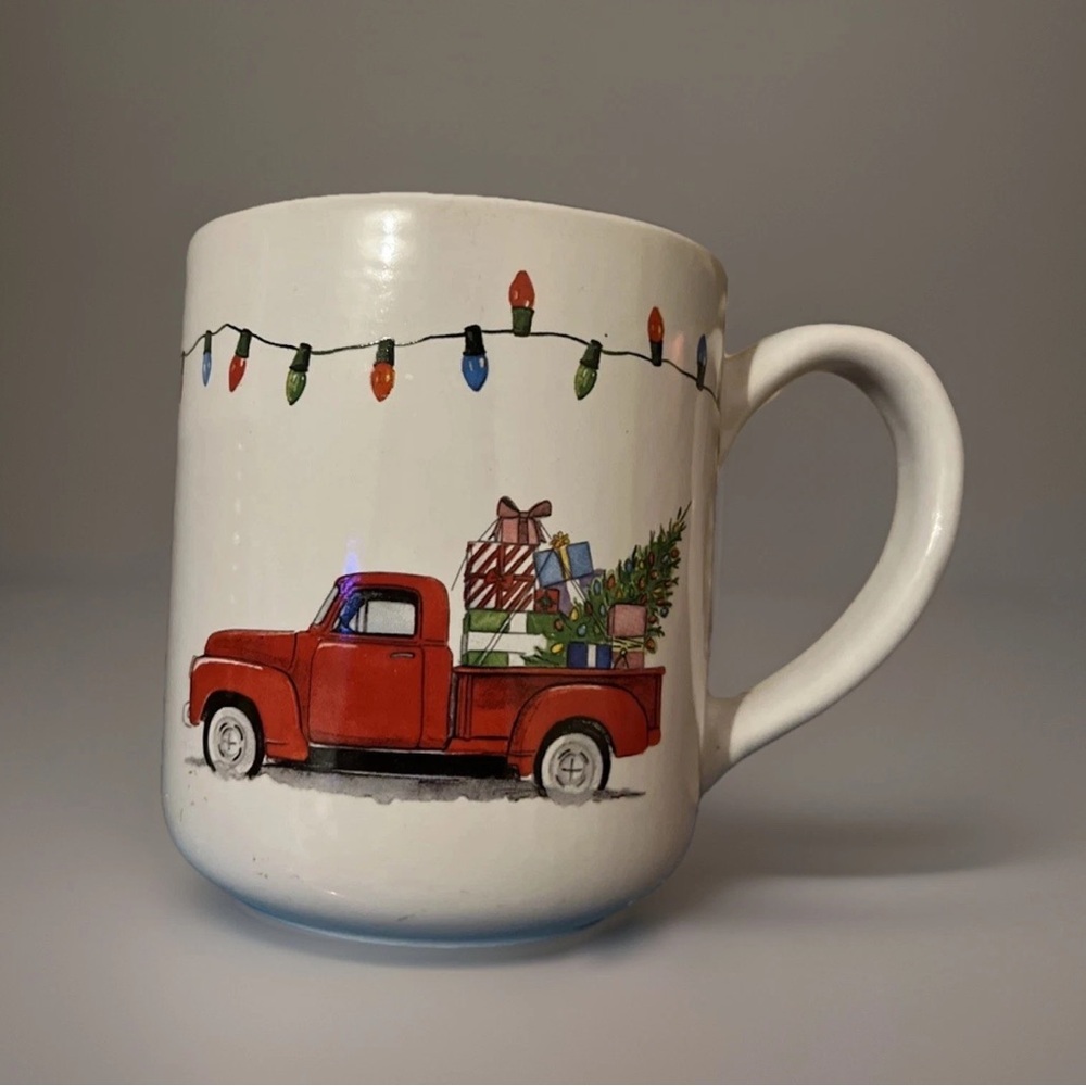 # 2 RED CHRISTMAS TRUCK COFFEE MUG